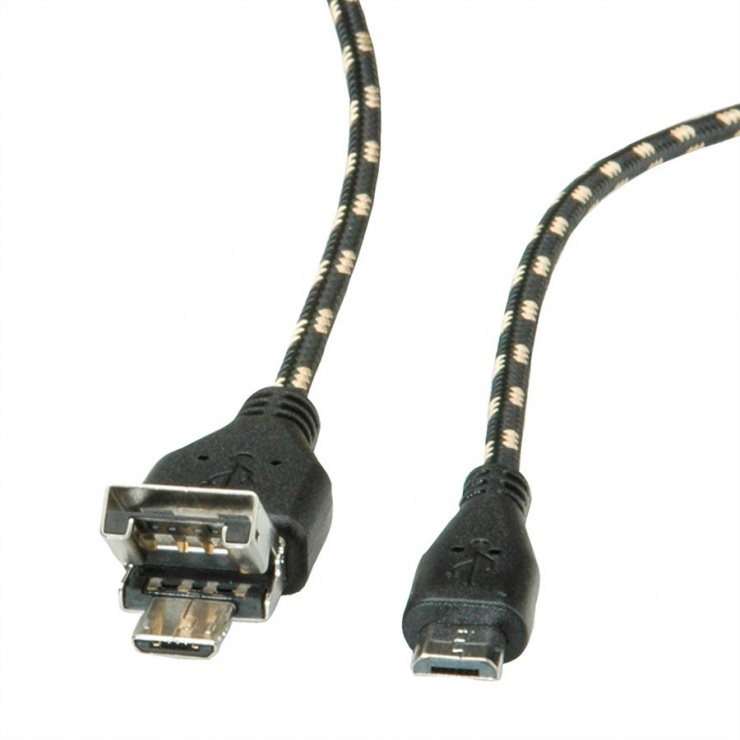 Imagine Cablu USB 2.0/micro USB-B OTG la micro USB-B T-T 1m, Roline 11.02.8314 -5