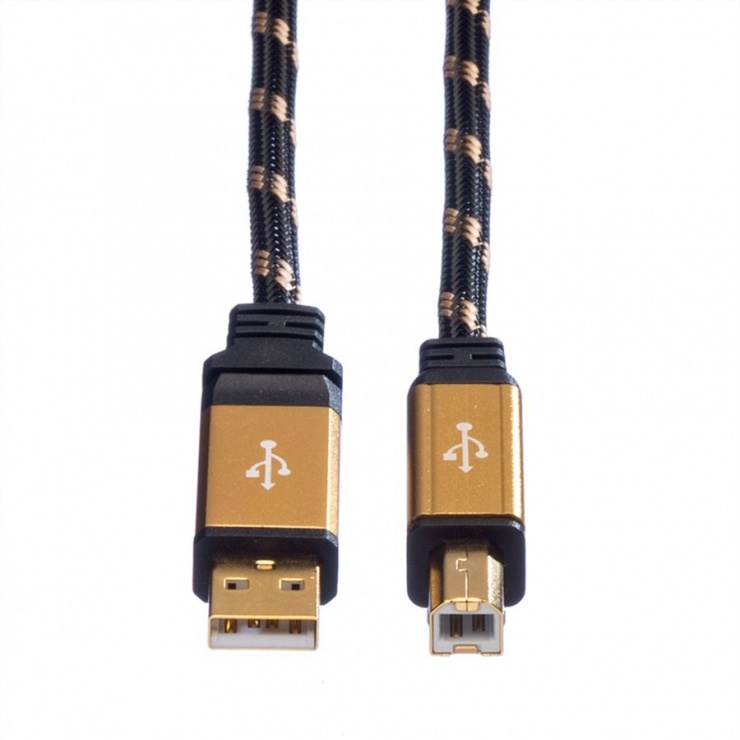 Imagine Cablu imprimanta USB 2.0 A-B T-T 4.5m Gold, Roline 11.02.8805-1