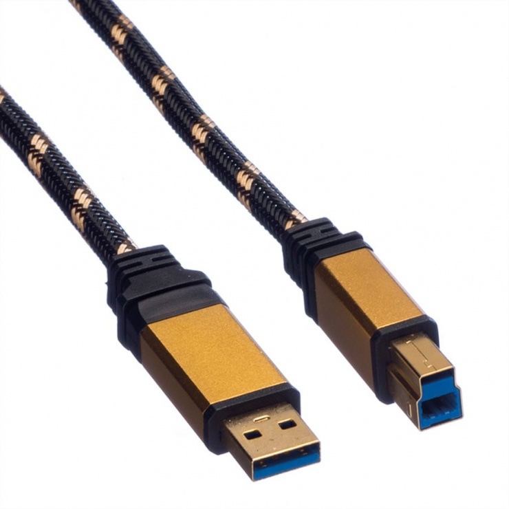 Imagine Cablu USB 3.0 tip A la tip B GOLD T-T 0.8m, Roline 11.02.8900