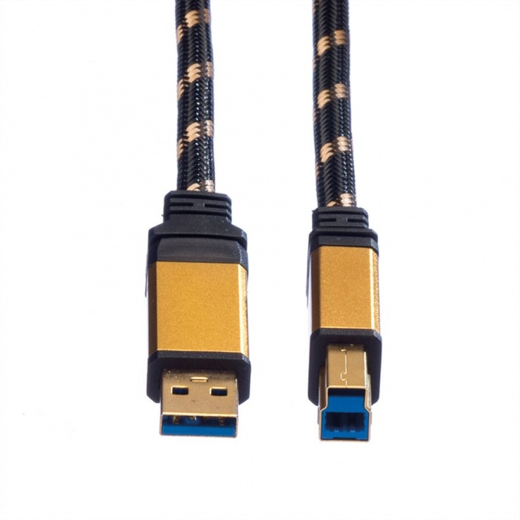 Imagine Cablu USB 3.0 tip A la tip B Gold 1.8m T-T, Roline 11.02.8902