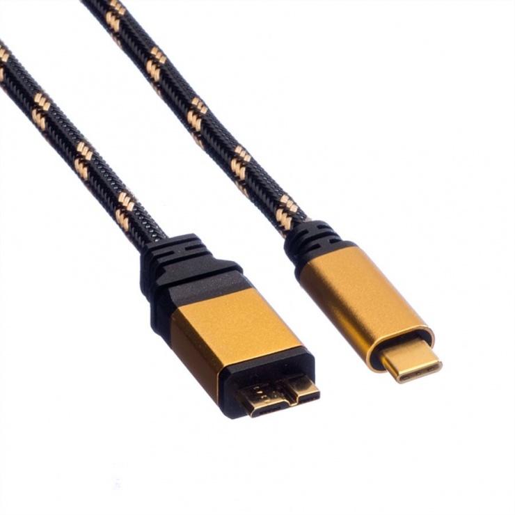 Imagine Cablu micro USB-B 3.1 la USB tip C T-T Gold 1m, Roline 11.02.9026