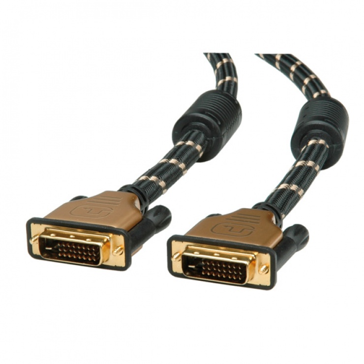 Imagine Cablu DVI 24+1 pini  Dual Link GOLD 2m T-T, Roline 11.04.5512
