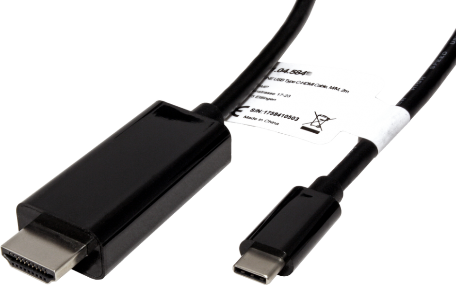 Imagine Cablu USB tip C la HDMI 4K@60 Hz T-T 1m Negru, Roline 11.04.5840-1