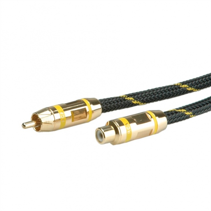 Imagine Cablu GOLD prelungitor audio RCA galben T-M 10m, Roline 11.09.4296-1