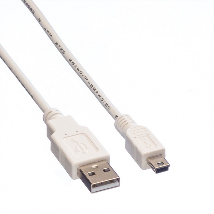 Imagine Cablu USB 2.0 la mini USB-B T-T 3m Alb, Value 11.99.8730