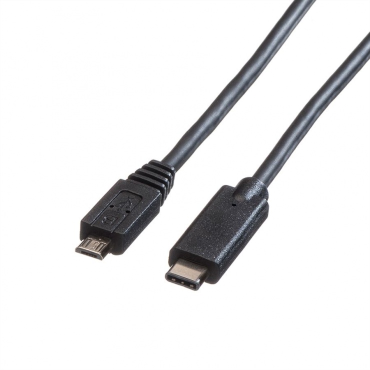 Imagine Cablu micro USB-B 2.0 la USB-C T-T negru 1m, Roline 11.02.9020