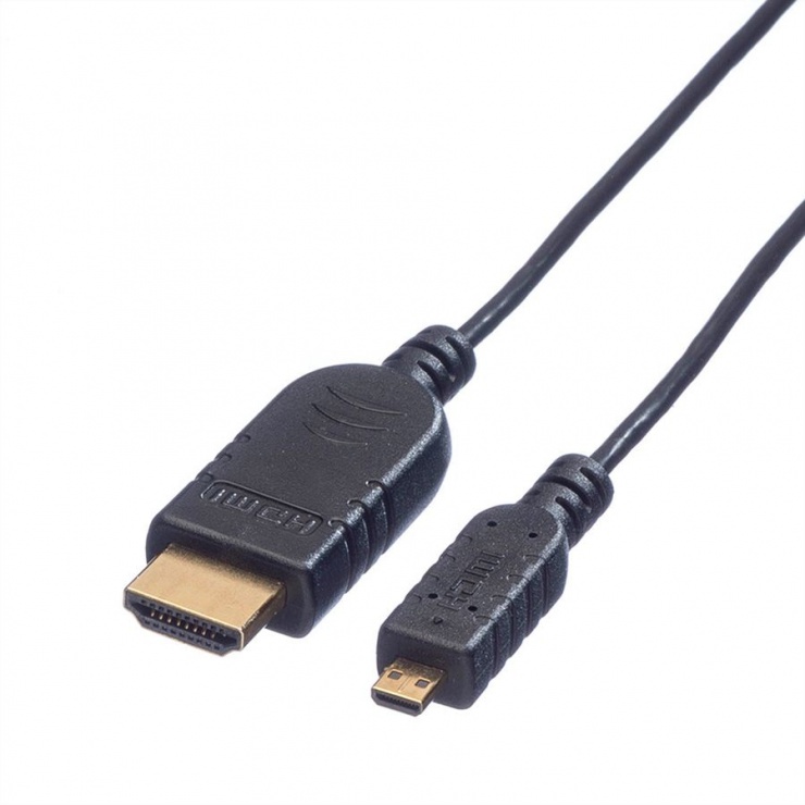 Imagine Cablu Slim HDMI la micro HDMI-D v1.4 1.2m, Roline 11.04.5631