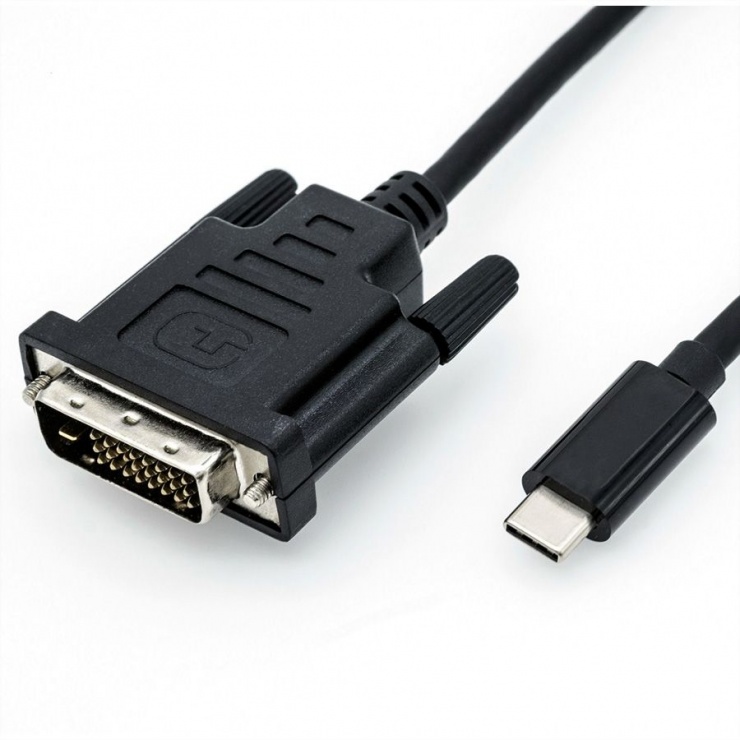 Imagine Cablu USB tip C la DVI T-T 1m Negru, Roline 11.04.5830