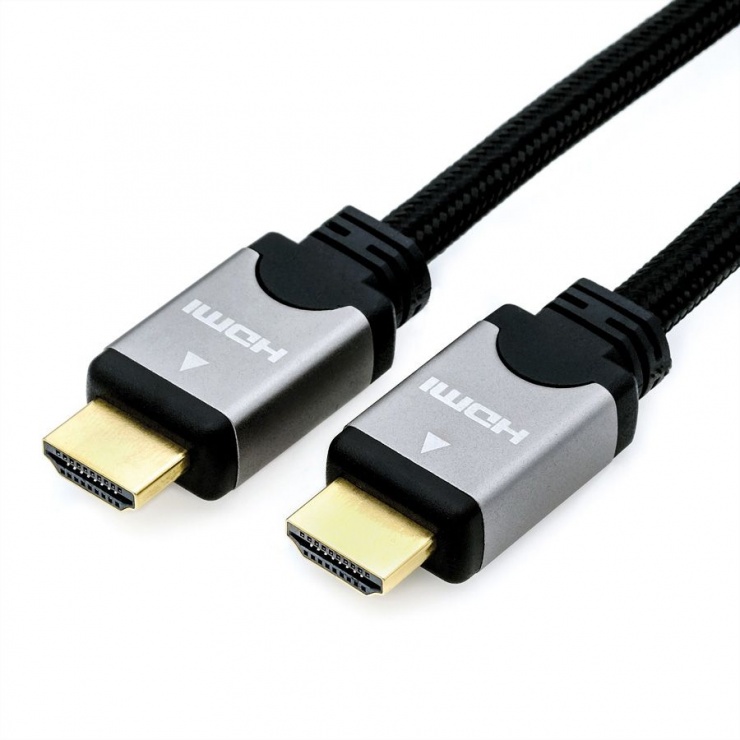 Imagine Cablu HDMI High Speed + Ethernet T-T 7.5m Negru/argintiu, Roline 11.04.5854