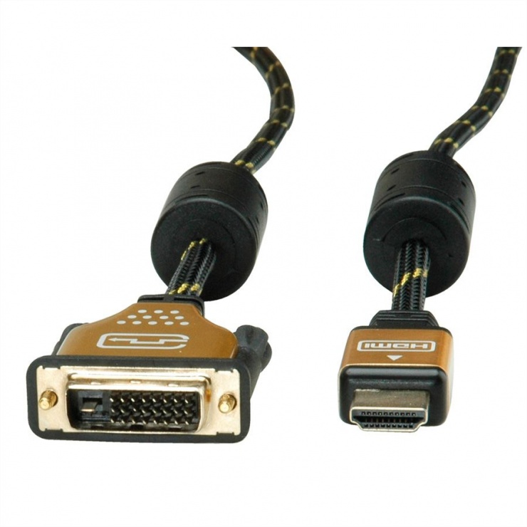Imagine Cablu HDMI la DVI 24+1 pini T-T GOLD 2m, Roline 11.04.5891-1