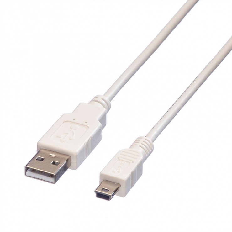 Imagine Cablu USB 2.0 la mini USB T-T 0.8m alb, Value 11.99.8708