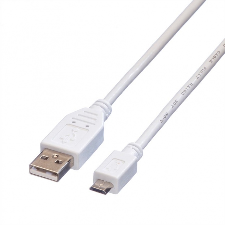 Imagine Cablu USB 2.0 la micro USB-B T-T 0.8m Alb, Value 11.99.8754