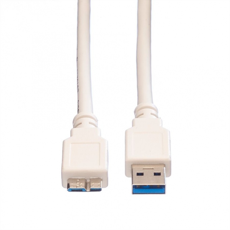 Imagine Cablu USB 3.0 la micro USB-B T-T Alb 2m, Value 11.99.8875