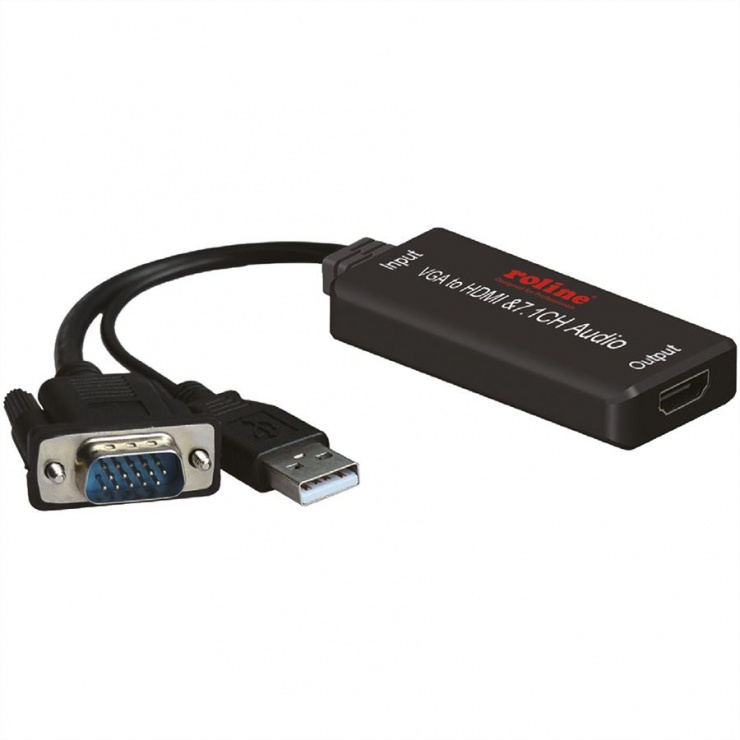 Imagine Convertor VGA la HDMI cu audio 7.1, Roline 12.03.3119