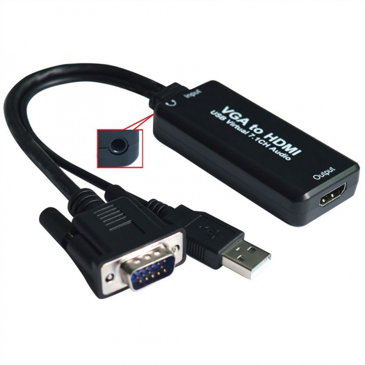 Imagine Convertor VGA la HDMI cu audio 7.1, Roline 12.03.3119