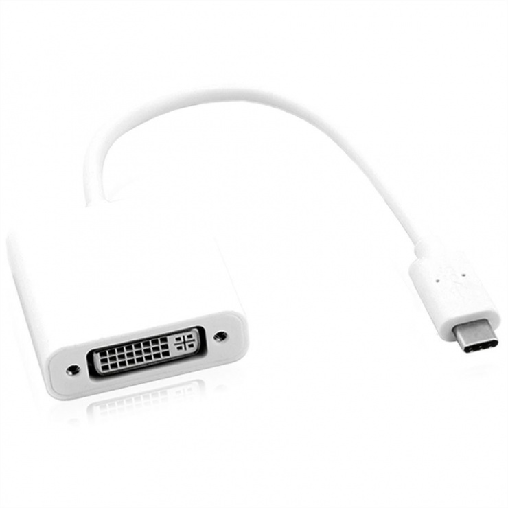 Imagine Adaptor USB tip C la DVI-D 24+1 pini T-M 10cm, Roline 12.03.3205