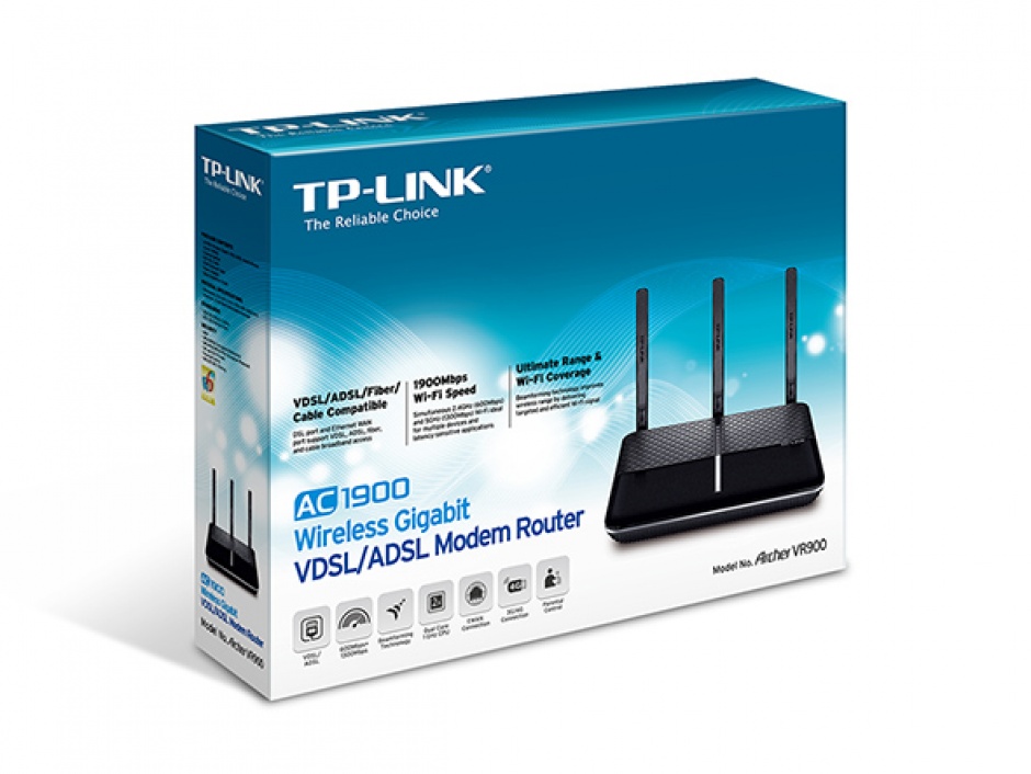 Imagine AC1900 Wireless Gigabit VDSL/ADSL Modem Router, TP-LINK Archer VR900