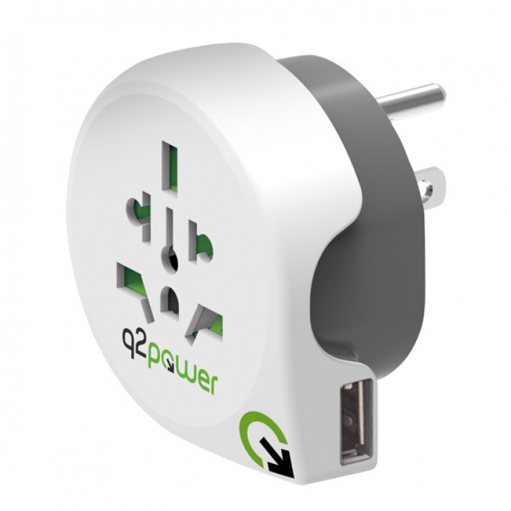 Imagine Adaptor World (EU, USA, UK) la USA + 1 x USB 2.1A, Q2POWER 19.07.1578