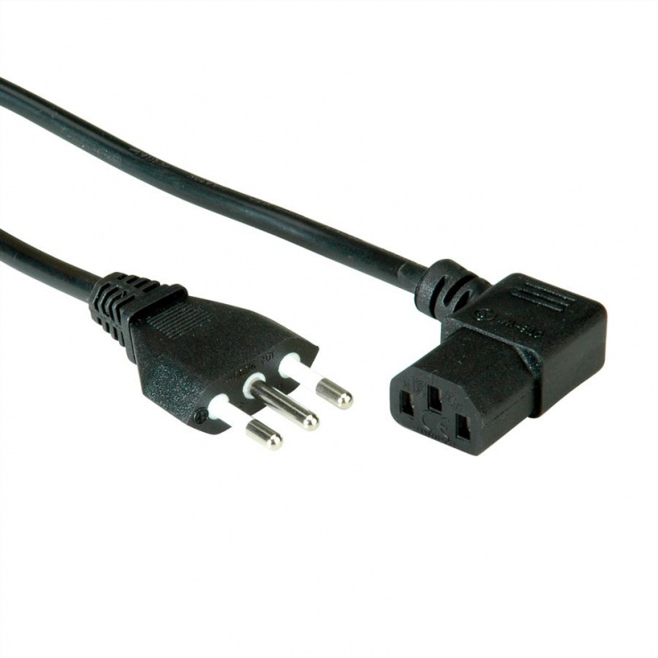 Imagine Cablu de alimentare CEI23-50 Italy la C13 unghi 90 grade 10A negru 1.8m, Value 19.99.2070