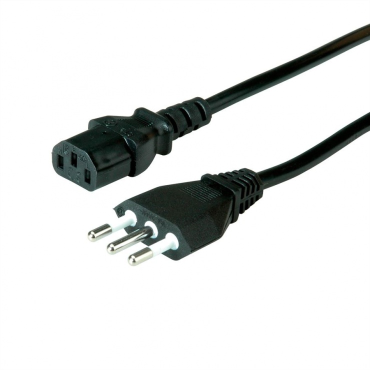 Imagine Cablu de alimentare CEI23-50 Italy la C13 10A negru 1.8m, Value 19.99.2072