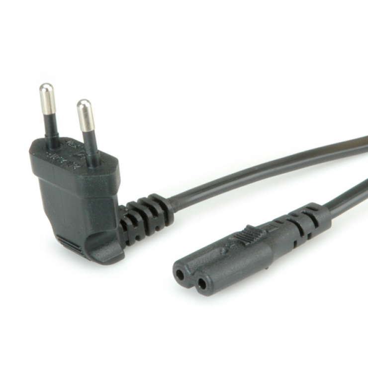 Imagine Cablu alimentare Euro unghi la IEC C7 (casetofon) 2 pini 1.8m, Value 19.99.2093-1