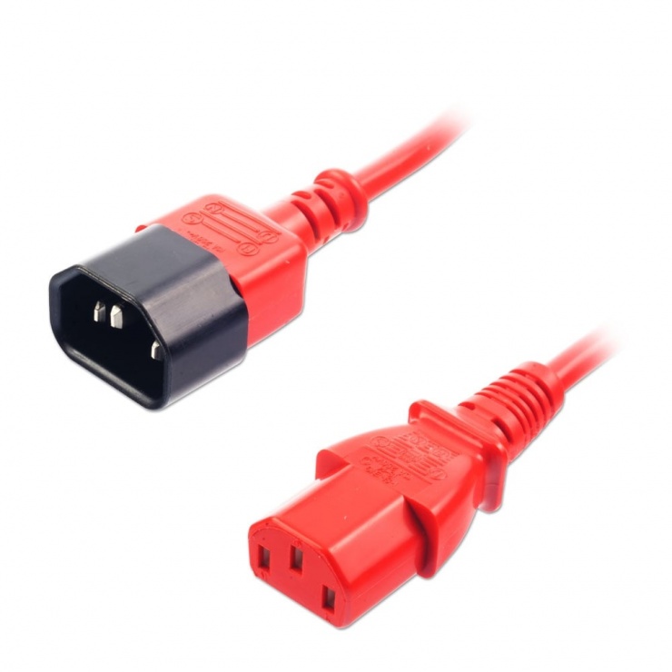 Imagine Cablu prelungitor alimentare IEC C13 - C14 1m Rosu, Lindy L30477-2