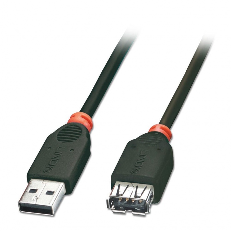 Imagine Cablu prelungitor USB 2.0 T-M 1m negru, Lindy L41772