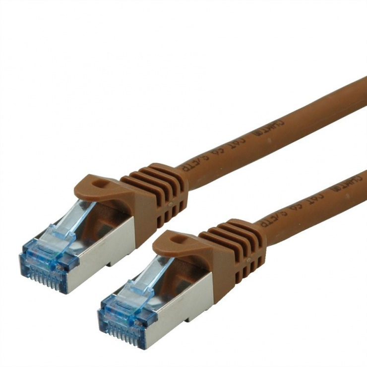 Imagine Cablu de retea S/FTP Cat.6A, Component Level, LSOH maro 1m, Roline 21.15.2881