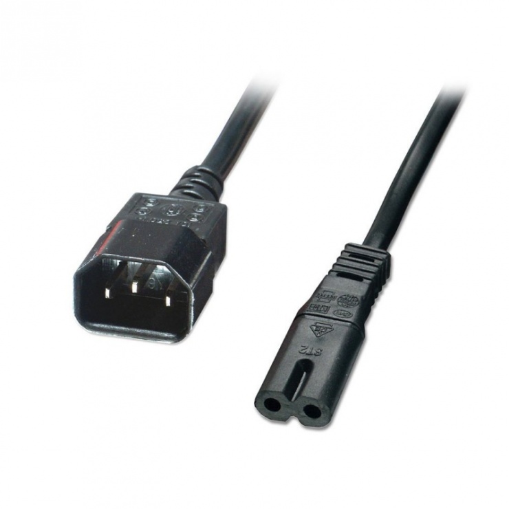 Imagine Cablu IEC C14 la IEC C7 2 pini 2m Negru, Lindy L30069