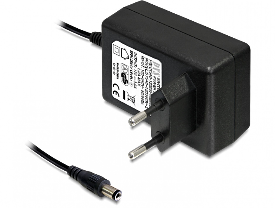 Imagine Alimentator priza 230 V > DC 5.5 x 2.1 mm 12 V / 3.0 A, Navilock 41415