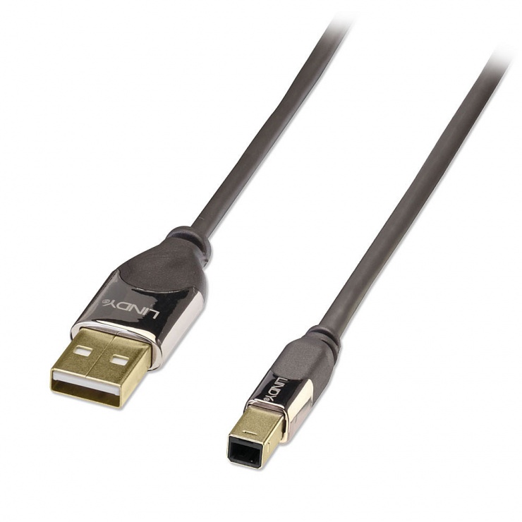 Imagine Cablu CROMO USB 2.0 tip A la tip B T-T 2m, Lindy L41582