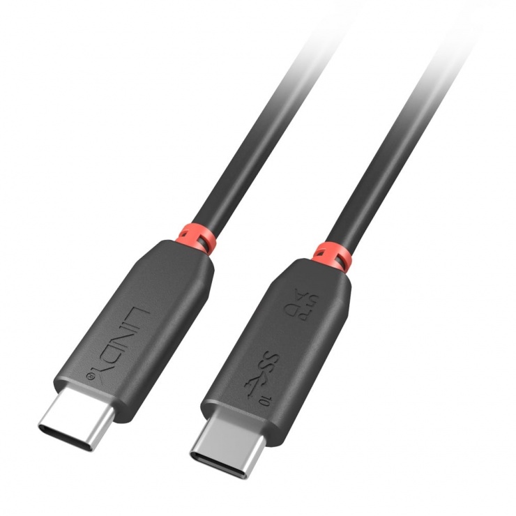 Imagine Cablu USB 3.1 tip C 1.5m T-T Negru cu Power Delivery (PD), Lindy L41902