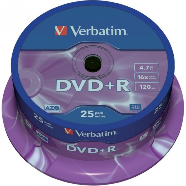 Imagine DVD+R Verbatim Matt Silver SL 16X 4.7 GB 25 buc