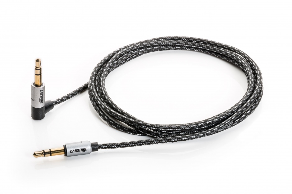 Imagine Cablu audio jack stereo 3.5mm 3 pini T-T unghi 90 grade invelis textil 1.5m, Cabstone W43866 