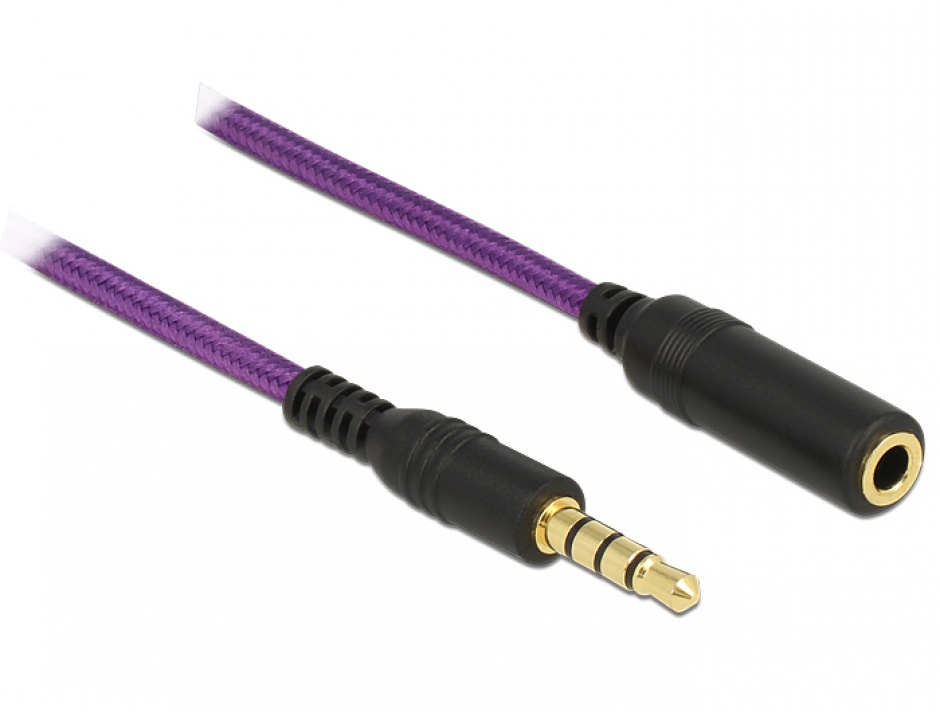 Imagine Cablu prelungitor jack stereo 3.5mm T-M 4 pini 3m Mov, Delock 84796