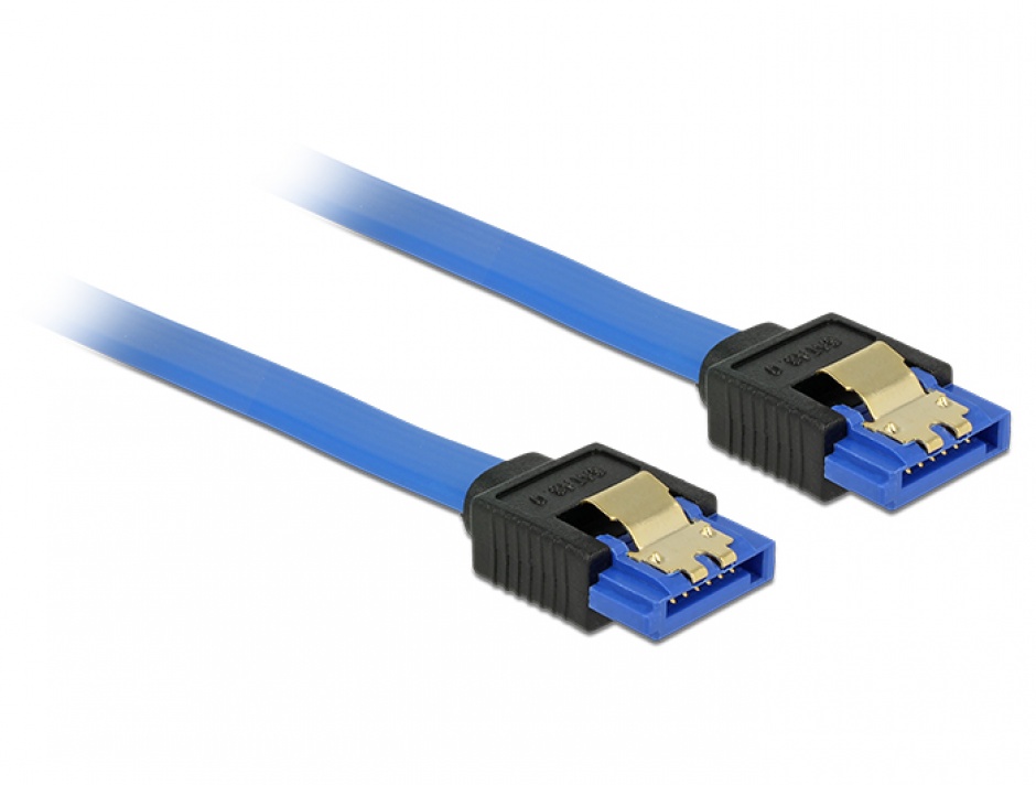Imagine Cablu SATA III 6 Gb/s drept/drept Bleu 10cm, Delock 84976