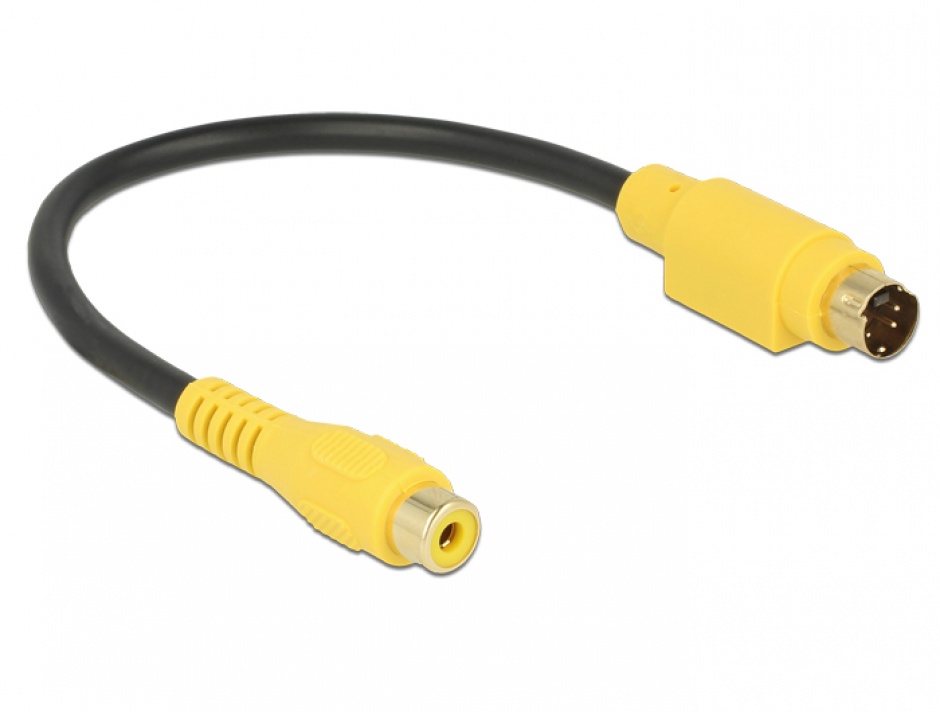 Imagine Cablu S-Video mini DIN 4 pini la RCA T-M 20cm, Delock 65835