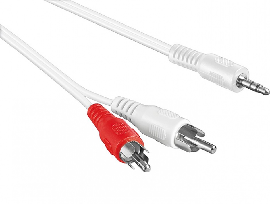 Imagine Cablu audio jack stereo 3.5mm la 2 x RCA T-T 0.5m Alb, Delock 85307