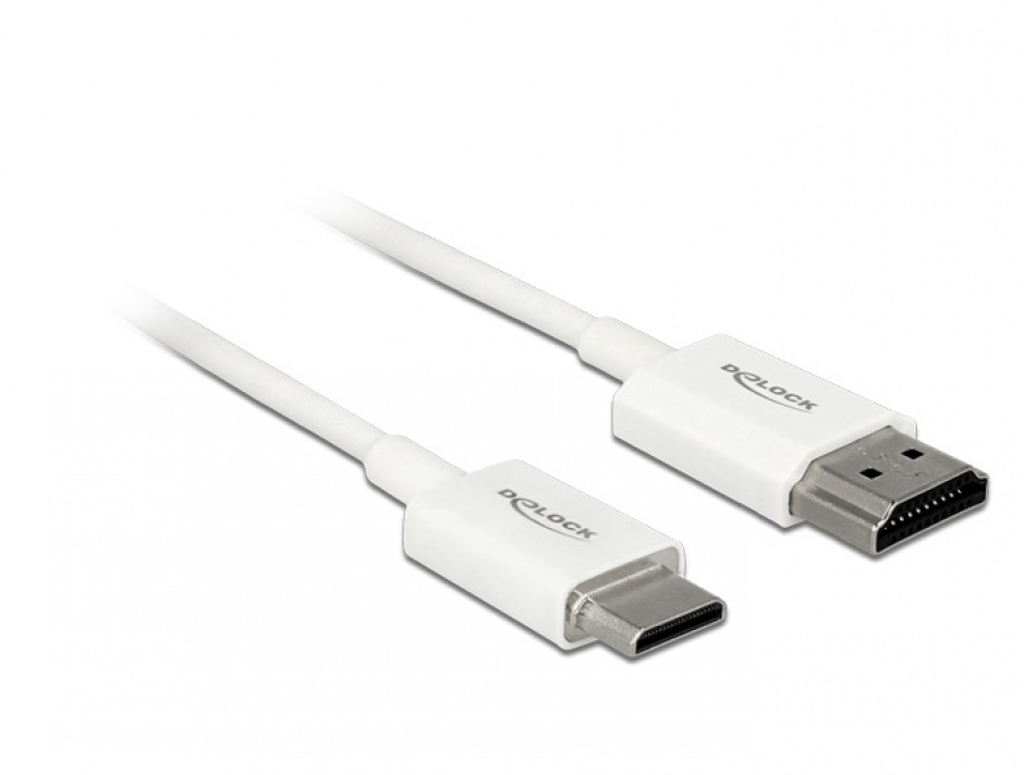 Imagine Cablu HDMI la mini HDMI-C T-T 3D 4K 2m Slim Premium Alb, Delock 85144