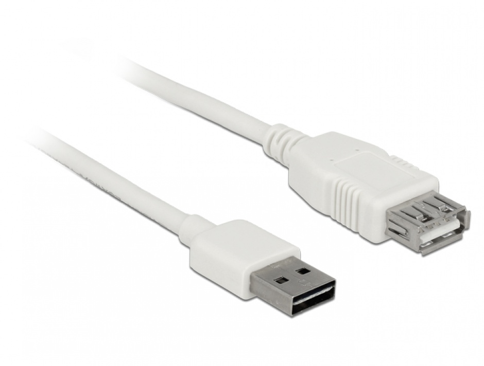 Imagine Cablu prelungitor EASY-USB 2.0 tip A T-M 5m Alb, Delock 85202