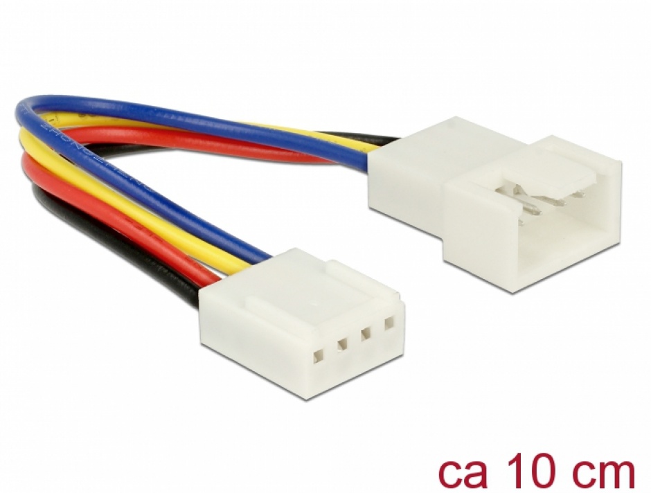 Imagine Cablu prelungitor alimentare ventilator PWM 4 pini T-M 10cm, Delock 85360