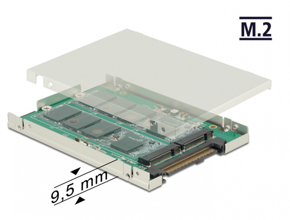 Imagine Rack extern 2.5" SATA Express la 2 x M.2 SSD key B 9.5 mm, Delock 62785