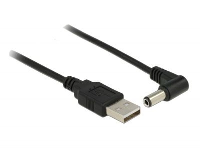 Imagine Cablu de alimentare USB la DC 5.5 x 2.5 mm 90 grade 1.5m, Delock 83575