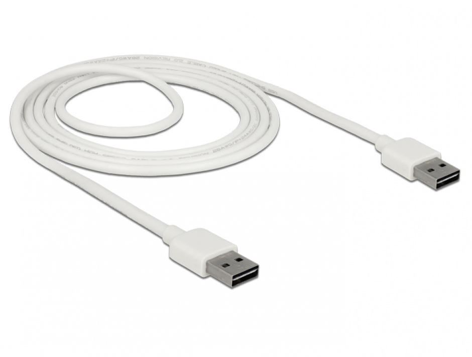 Imagine Cablu EASY-USB 2.0 tip A T-T 2m Alb, Delock 85194