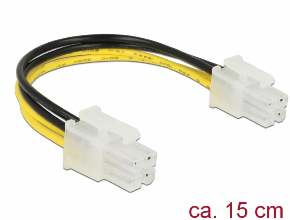 Imagine Cablu de alimentare P4 T-T 0.15m, Delock 85450