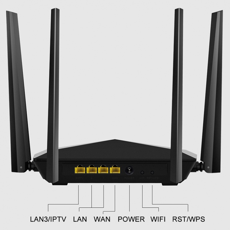 Imagine Router wireless 3 porturi AC 1200Mbps Dual-Band, 4 antene, TENDA AC6