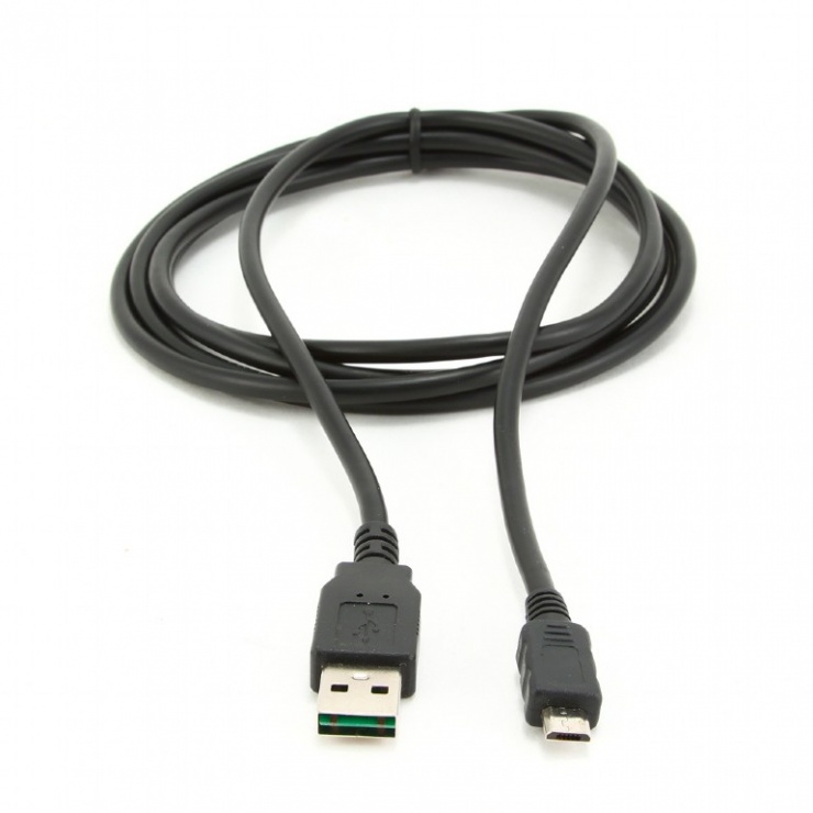 Imagine Cablu USB 2.0 reversibil la micro USB-B 1m Negru, Gembird CC-mUSB2D-1M