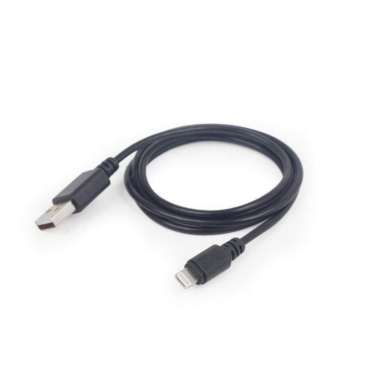 Imagine Cablu USB la iPhone Lightning 2m Negru, Gembird CC-USB2-AMLM-2m