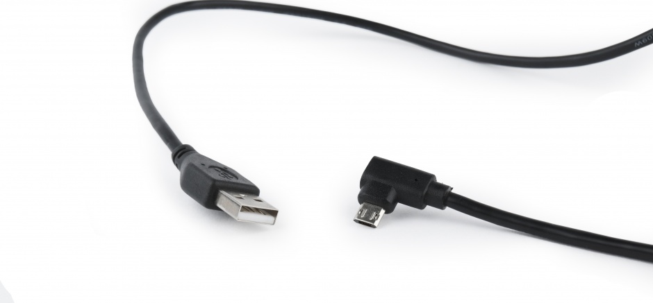 Imagine Cablu USB 2.0 la micro USB-B reversibil unghi 1.8m negru, Gembird CCB-USB2-AMmDM90-6