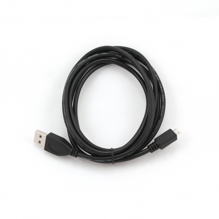 Imagine Cablu USB 2.0 la micro USB-B T-T 1.8m negru, Gembird CCP-mUSB2-AMBM-6-1